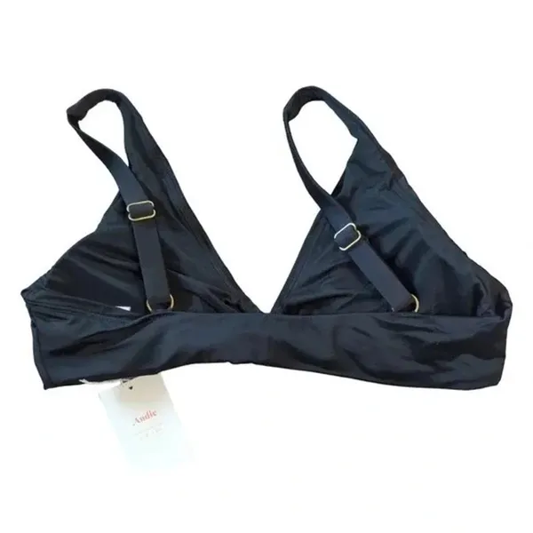 NWT Andie The Belmar Top Twisted V Neck Plunge Bikini Top Removable Cup M Black - Image 12