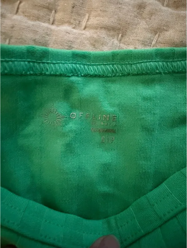 Offline by Aerie Kelly green ribbed short sleeve crop top - Image 7