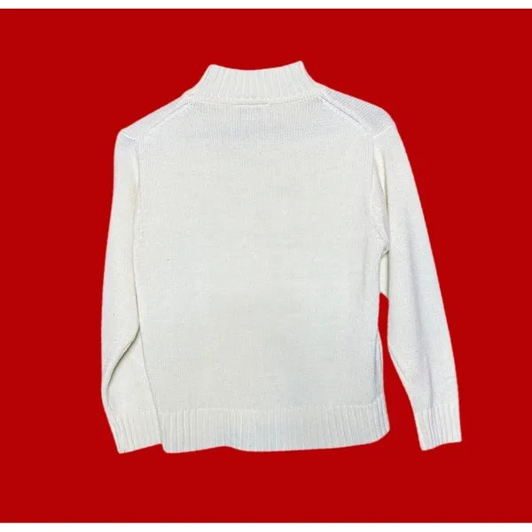 Vintage Ricki Mock Neck Sweater Women Small White Knit Ribbed‎ Turtleneck - Image 2