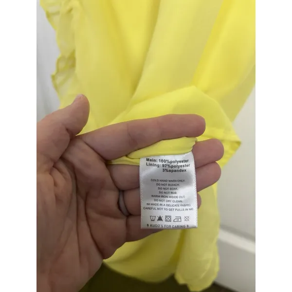 Beginning Boutique Yellow Bias Cut Ruffle Maxi Dress 6 Bridesmaid Prom - Image 10