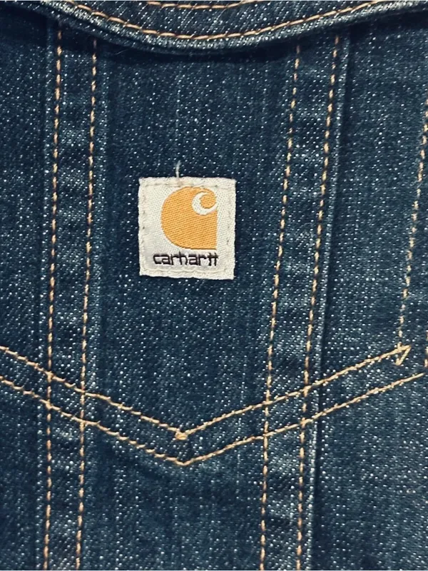 Vintage Carhartt Women's Denim Jacket Indigo Blue Size SP Pockets Light Wash - Image 9