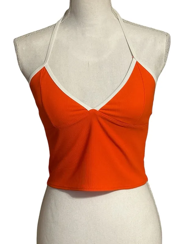 Wilo The Label Orange/White Contrast Tankini Swim 2pc Set NWT - Image 5