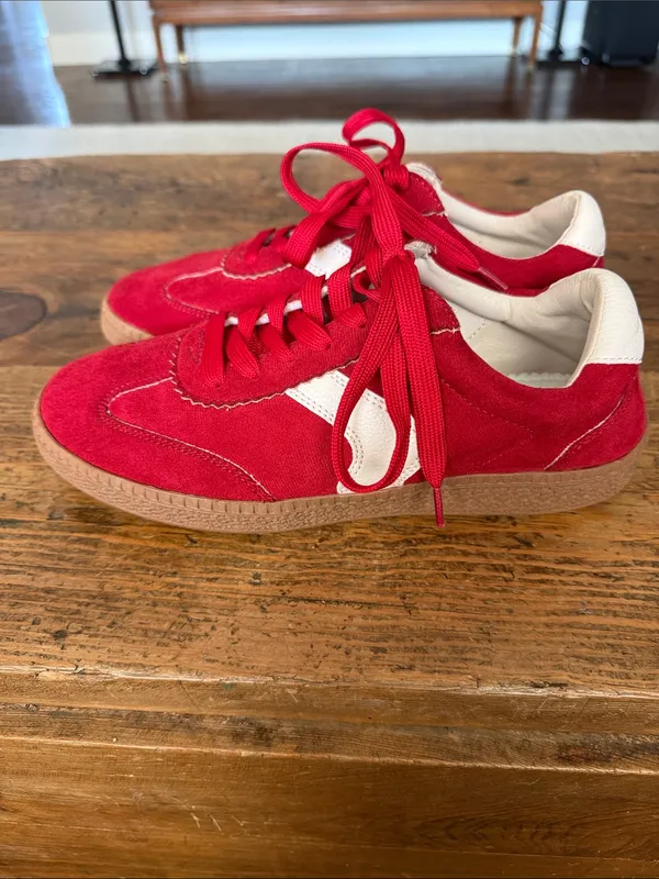 Corkys Red Faux Suede Spoiler Alert Gum Sole Sneakers Size 9 - Image 5