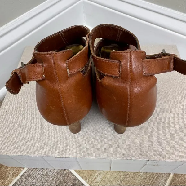 Ralph Lauren Hannie Brown‎ T Strap Peep Toe Wedge Sandals Leather Sz 8.5 - Image 16