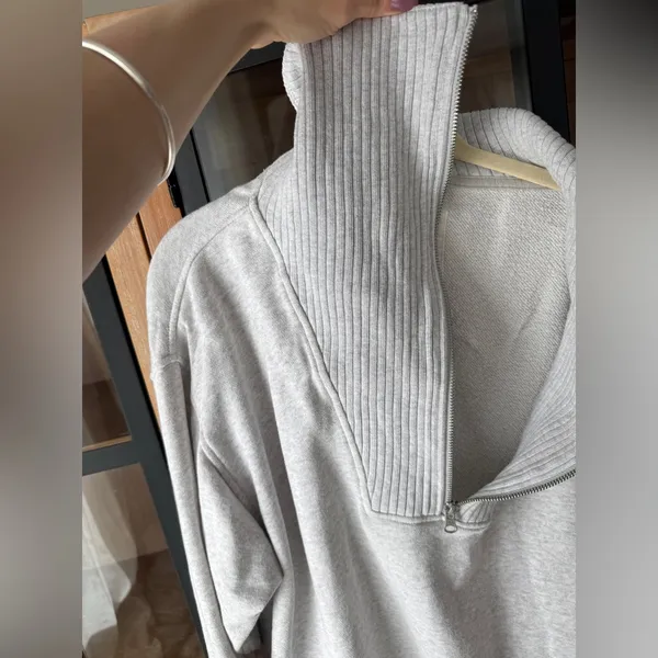 Aerie 1/4 half zipped sweatshirt Quarter Pullover Sweater oversized Cotton Cozy - Image 6