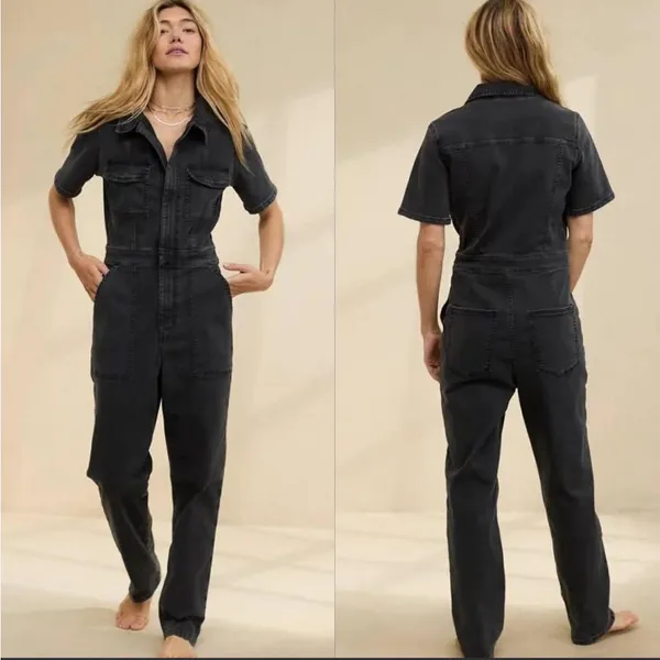 Aerie Denim Jumpsuit in Charcoal Gray Utility Size Large - Image 11