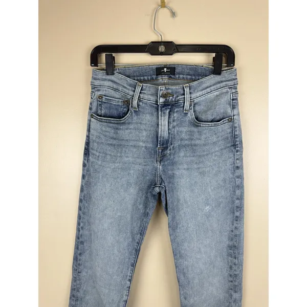 7 For All Mankind Women Skinny Jeans Light Blue Denim Mid Rise Size 26x30 - Image 2