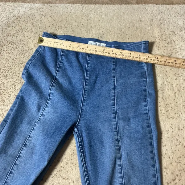Free People We The Free Penny Flare Jeans Womens 26 Blue High Rise Pull On Seam - Image 4