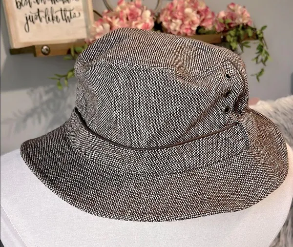 Stylish Brown Wool Tweed Bucket Hat - Image 2