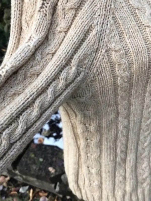 Fisherman's Sweater Cardigan Cotton Wool Size S Chunky Cropped - Image 3