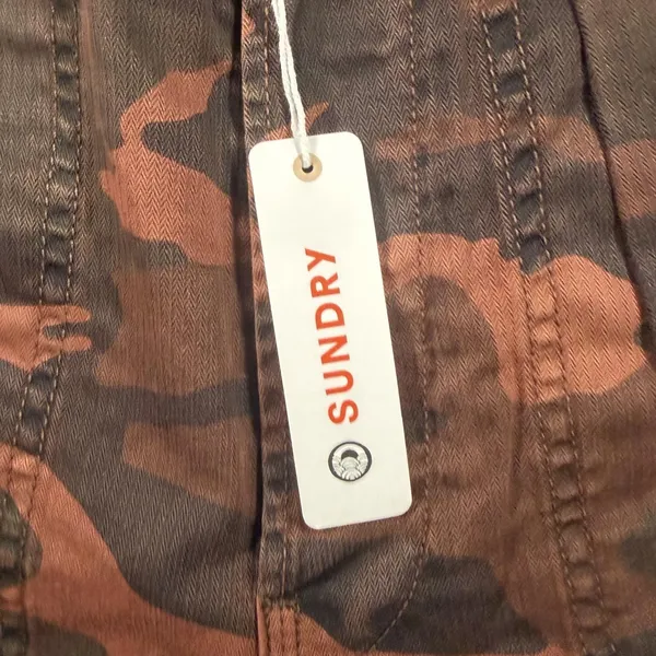Sundry Camo Ankle Pants Womens 25 Brown Twill Pleated Crop Pockets Relaxed NWT - Image 7