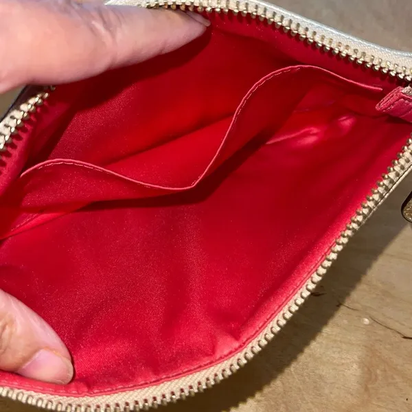 Coach Leather Wristlet Metallic‎ Gold Triple Zippy Pocket - Image 5