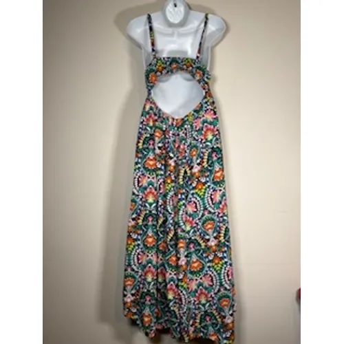 OLD NAVY Maxi Dress M Multicolor Paisley Floral Cutout Back Boho Summer Vacation - Image 4
