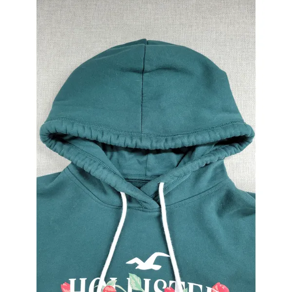 Hollister Womens Sweatshirt Size M Forest Green Hoodie Pullover Kangaroo Pocket - Image 5