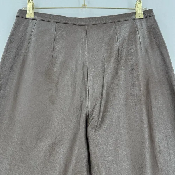MixIt Vintage Brown Genuine Leather Pants Women 12 High Rise Straight Leg 90s - Image 4