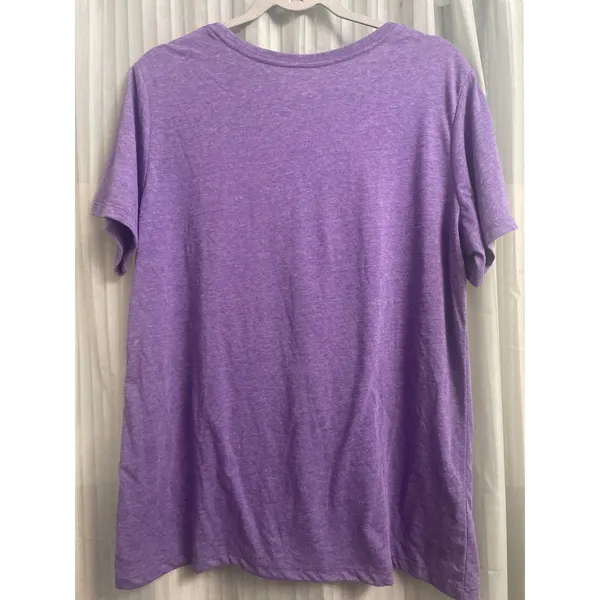 Womens Celebrate Halloween Purple Short Sleeve Shirt Flower Skull Face Size XL - Image 3