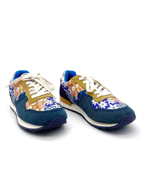 Inkkas Hendrix Jogger Sneakers Women’s Size 7 Patchwork Floral Suede Retro Shoes - Image 3
