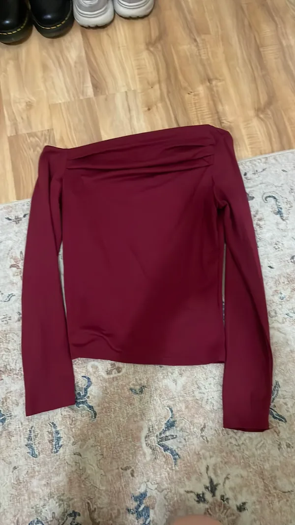 Amazon Burgundy Off the Shoulder Top - Image 2