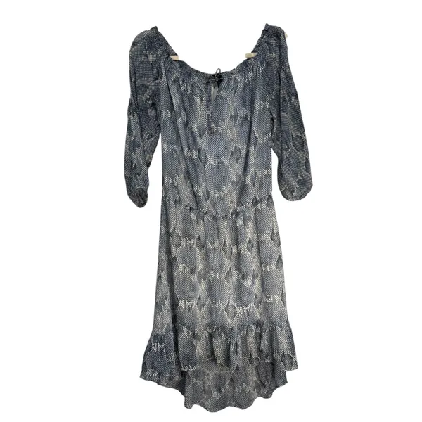 White House Black Market Off Shoulder Tiered‎ Ruffle Print Dress M - Image 3