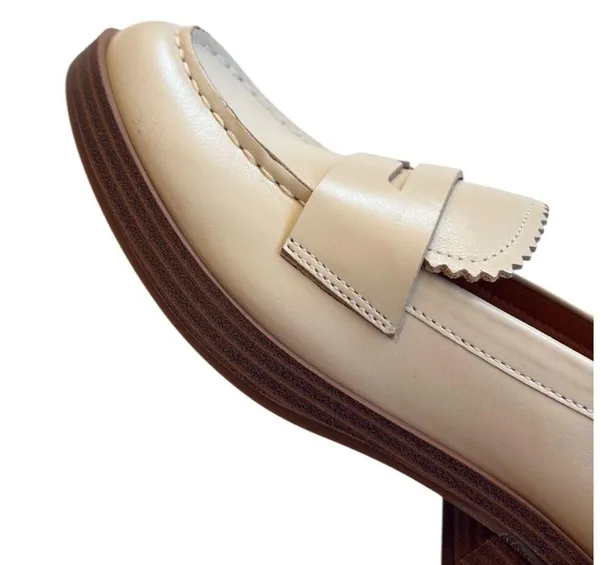 Like New Lucky Brand Leather Floriss Loafers Cream Size 7 - Image 7