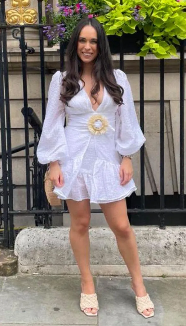 Missguided white Raffia Belted Mini Dress. Size 6 - Image 2