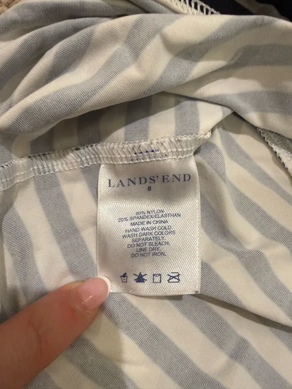 Lands' End Black and White Striped Halter Tankini Top - Image 3