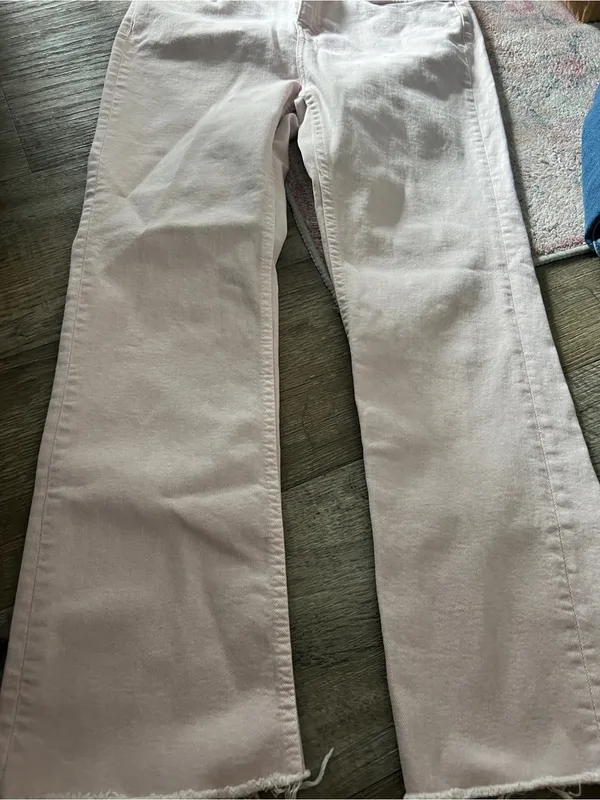 Zara Light Blush Wide Leg Jeans with Raw Hem - Image 6