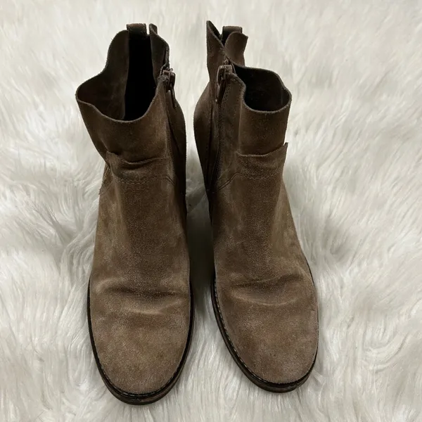 Paul Green Suede Block‎ Heel Ankle Boots Taupe Women's Size 5 - Image 2