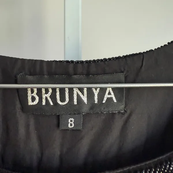 Brunya Black Maxi Dress Beaded Neckline‎ Sleeveless Formal Evening Gown Size 8 - Image 4