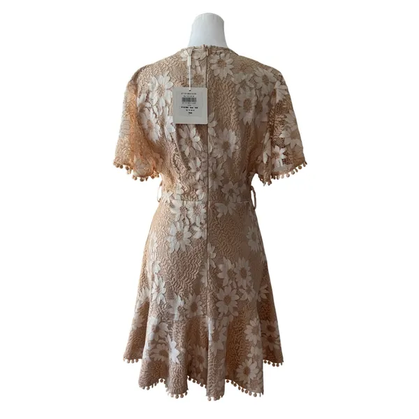NWT Selfie Leslie Cami Angel Cream V-Neck Short Sleeve Faux Wrap Mini Dress - Image 8