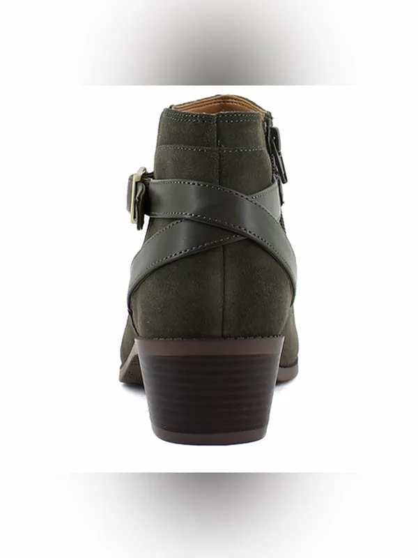 Vionic NWOB Women's Olive Green Suede Ankle Boot with Buckle Strap Size 6.5 - Image 4