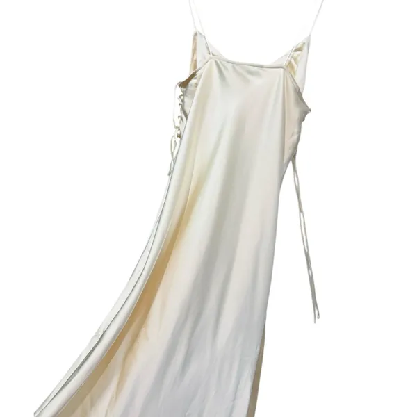Zara Spaghetti Straps Side Lace-Up Satin Slip dress in Cream size Medium NWT - Image 6