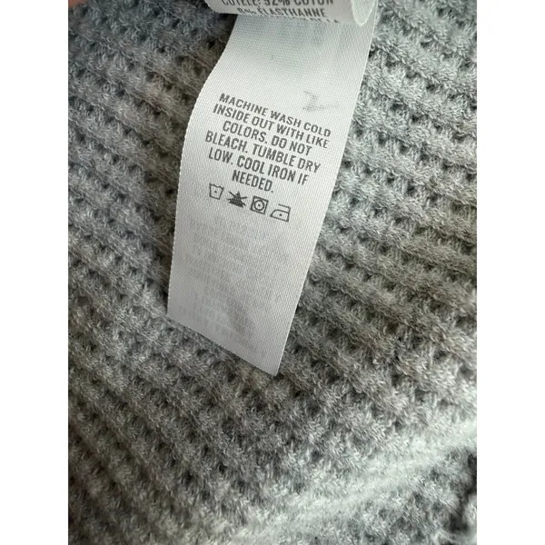 Offline by Aerie Gray Waffle Knit Cropped Hoodie Small Cozy Lounge Top - Image 6