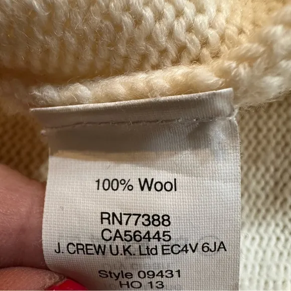 J.‎ Crew 100% Wool Sweater 3/4 Sleeve Stripe Trim XS Cream Gray Preppy Academia - Image 8