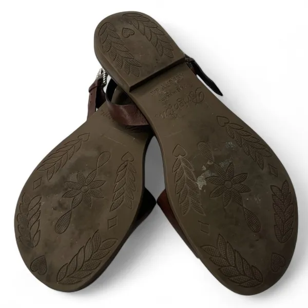 Brighton Asbury Vacchetta Sandals 6 Women's Leather Artisan Slingback Flat - Image 4