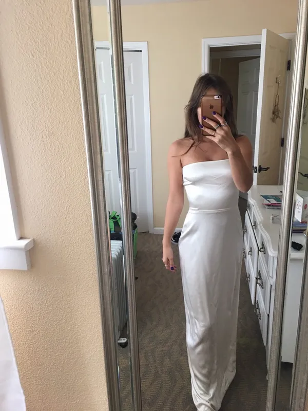 NEW Reformation Giotto Ivory Silk Gown Maxi Wedding Dress Strapless Size 6 - Image 2
