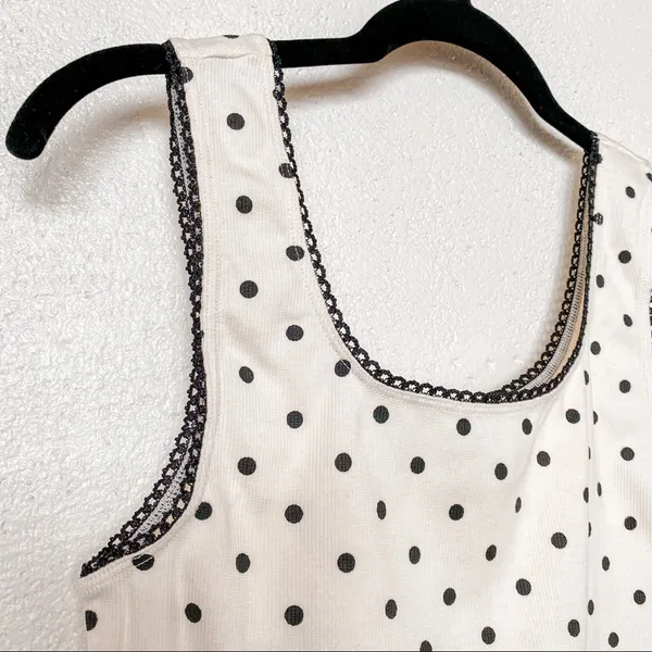 Topshop Polka Dot Picot Crop Top Cream Size 8 - Image 4