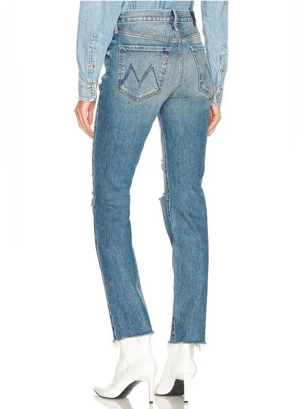 Mother jeans Trickster skimp fray thrill seeker raw hem distressed blue denim 24 - Image 6