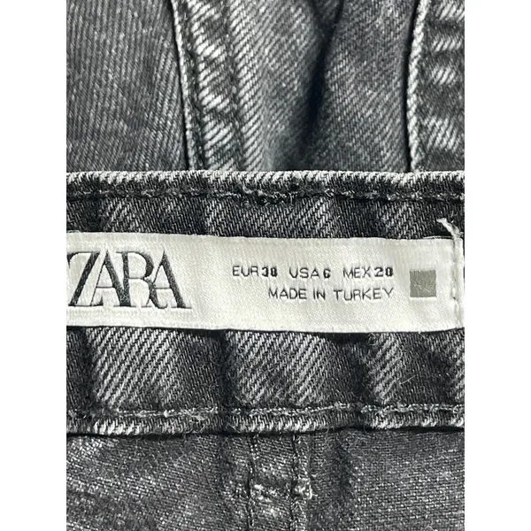 Zara Women's Black High Waisted Straight Wide Leg Baggy Denim Jeans Pants Size 6 - Image 4