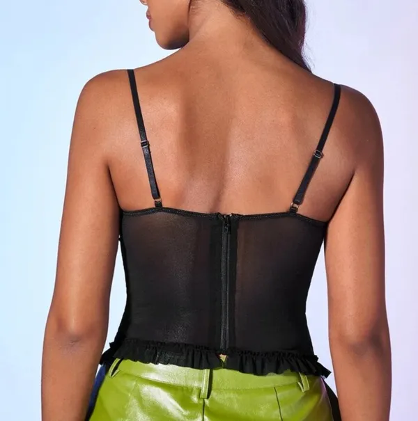 Lace Panel Mesh Cami Top - Image 2