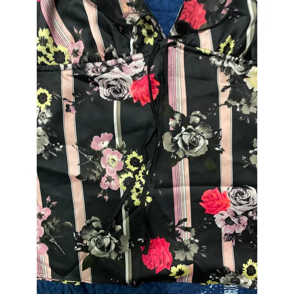 Victoria's Secret Ruffle Babydoll Satin Floral Top Sz S y2k - Image 4
