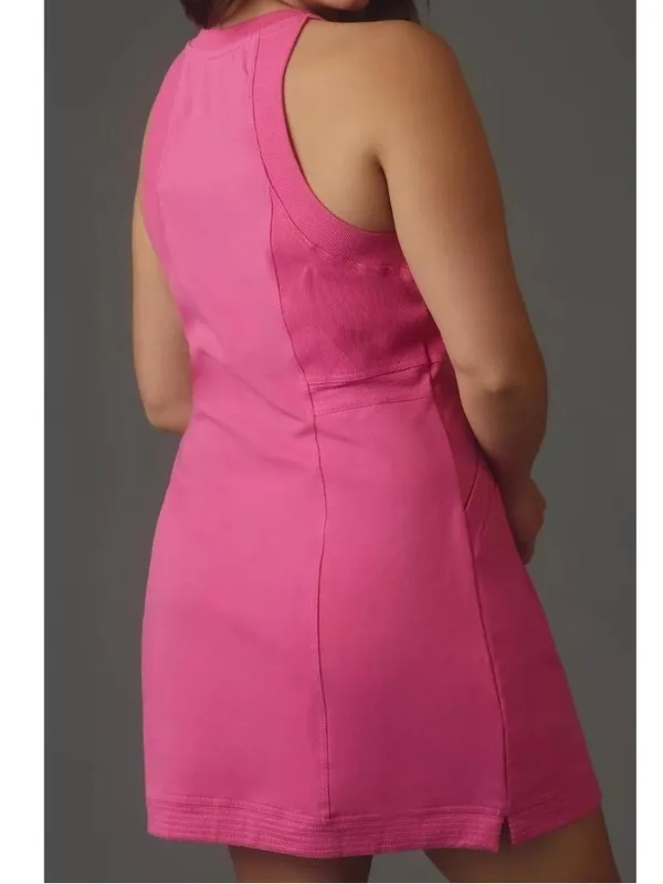 Anthropologie Daily Practice Pink Zip-Up Sleeveless Mini Dress - Image 2