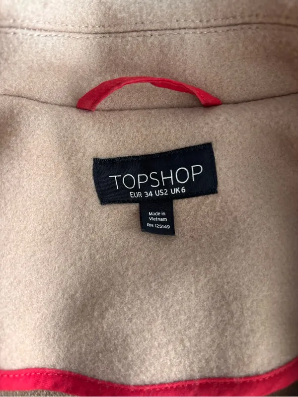 Topshop tan Long Tailored pea coat - Image 8