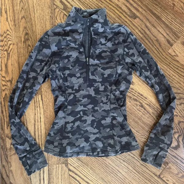 Lululemon Run Briskly 1/2 Zip jacket Heritage Camo Jacquard Black Lunar Rock 4 S - Image 2