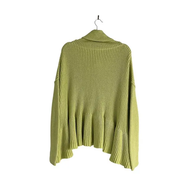 Free People Layer Cake Sweater Key Lime XS Oversized Turtleneck Chunky Knit - Image 4