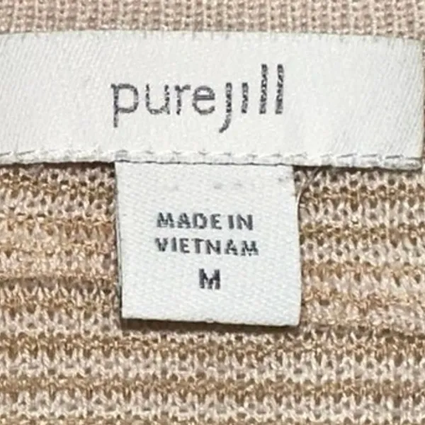 Pure‎ Jill Beige Textured Linen Blend Pullover Sweater Top Medium Tan - Image 4