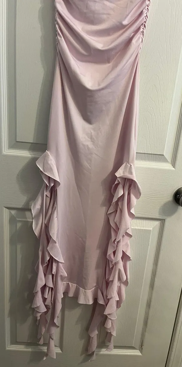 SheIn pink maxi dress ruffled trim - Image 3