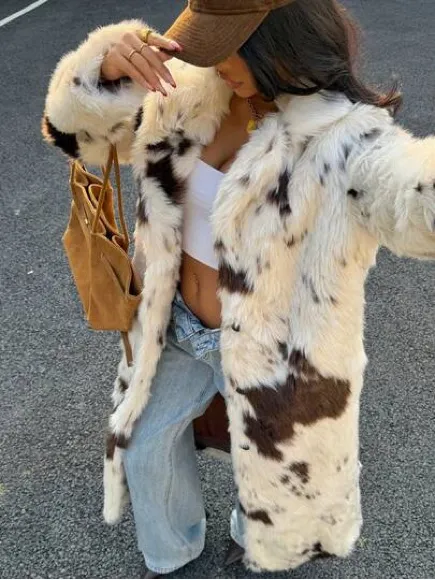 Anthropologie Maeve Grand Glam Faux Fur Coat Long Jacket in Cream and Brown - Image 2