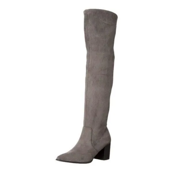 DOLCE VITA Tabbie Suede Over The Knee Gray Block Heel Boot Size 6 - Image 2