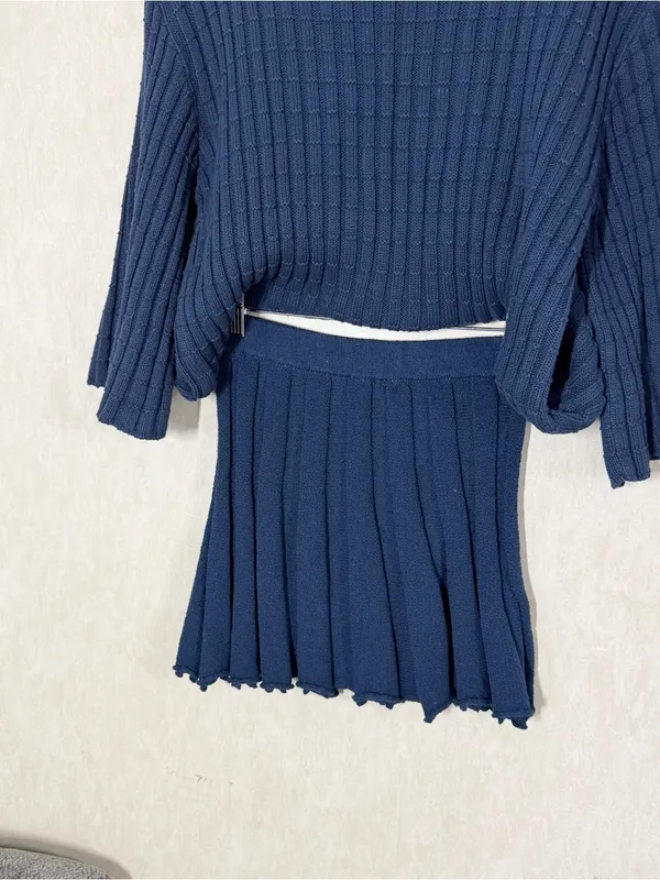 Free People Beach NWT Kenzie Sweater & Skirt Set in Darkest Night Navy S - Image 6